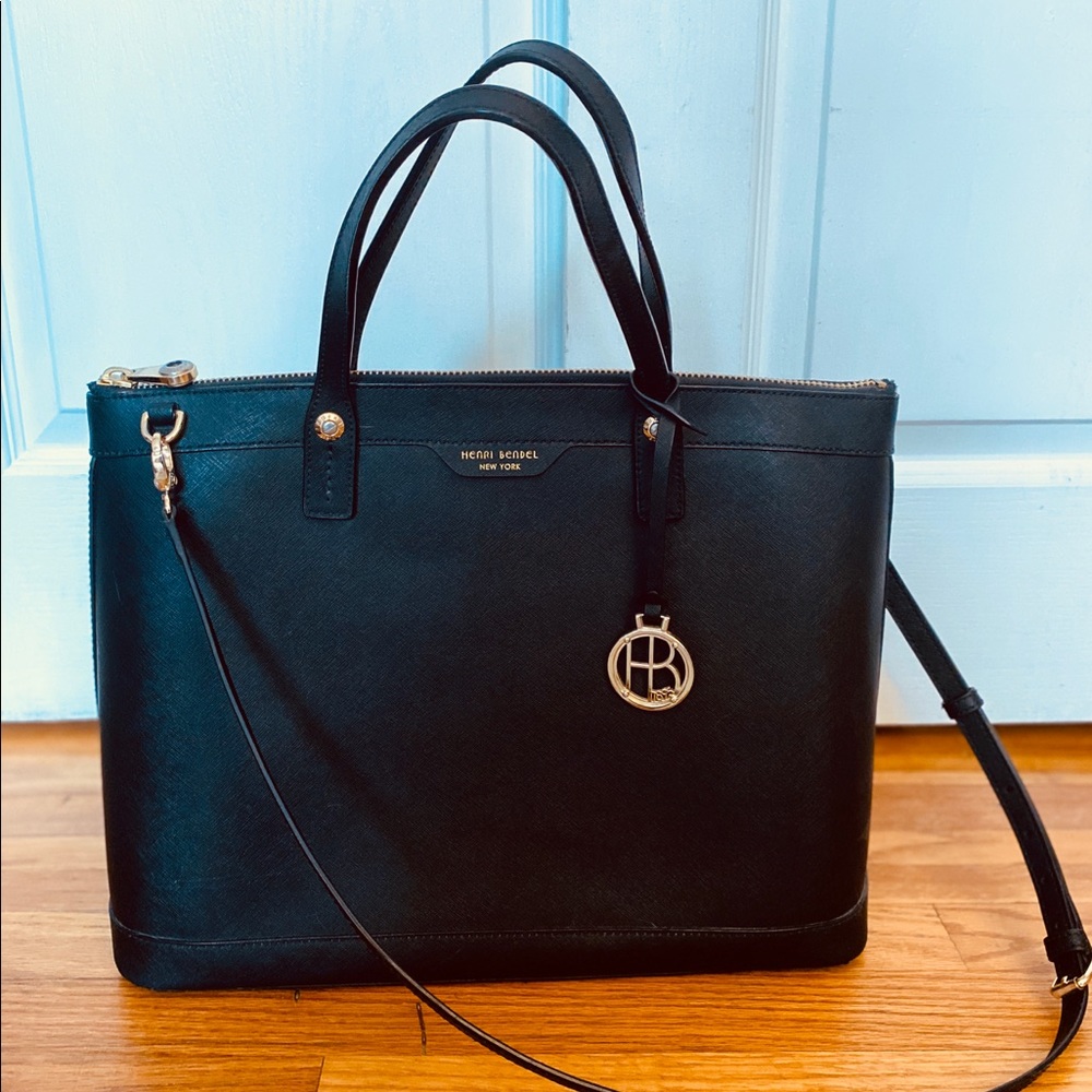 Henri Bendel Black Leather Large Satchel